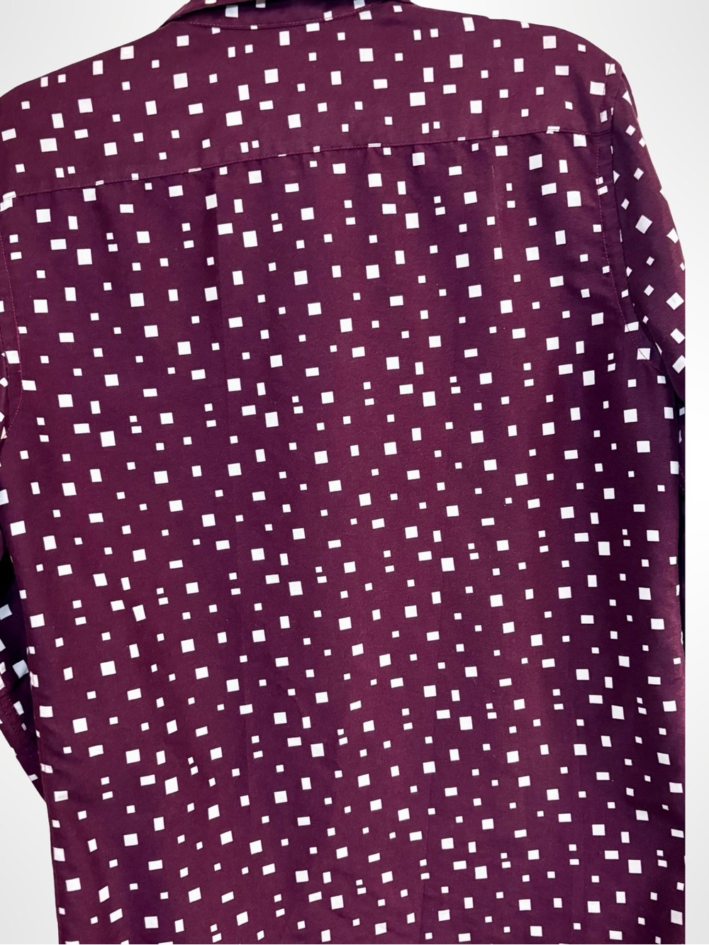 Suslo Couture Burgundy Square Print Slim Fit Shirt M - Picture 11 of 13